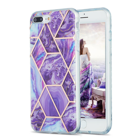 2.0mm Electroplating IMD Splicing Marble Pattern Design TPU Protector Cover for iPhone 7 Plus/8 Plus
