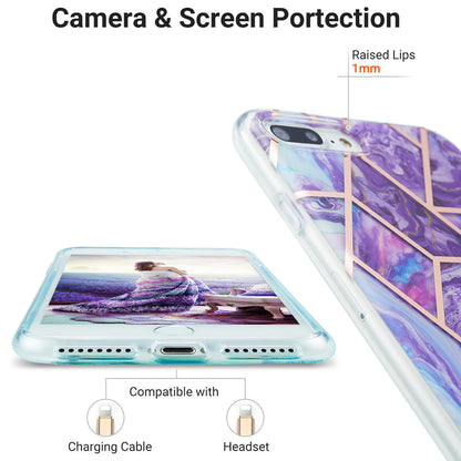 2.0mm Electroplating IMD Splicing Marble Pattern Design TPU Protector Cover for iPhone 7 Plus/8 Plus