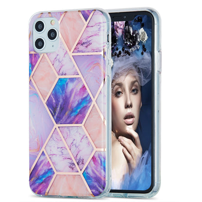 2.0mm Electroplating IMD Marble Pattern Splicing Full Protection TPU Protector Cover for iPhone 11 Pro Max