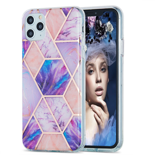 2.0mm Electroplating IMD Marble Pattern Splicing Full Protection TPU Protector Cover for iPhone 11 Pro Max