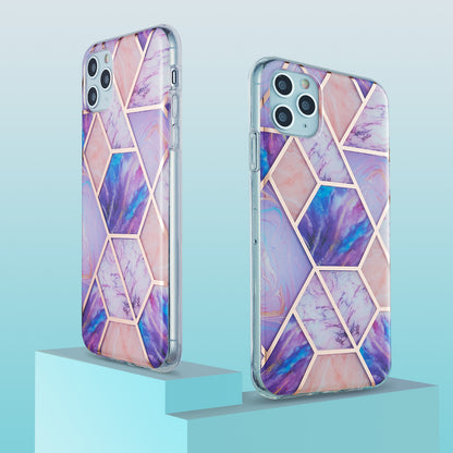 2.0mm Electroplating IMD Marble Pattern Splicing Full Protection TPU Protector Cover for iPhone 11 Pro Max