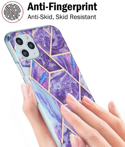 2.0mm Electroplating IMD Marble Pattern Splicing Full Protection TPU Protector Cover for iPhone 11 Pro Max