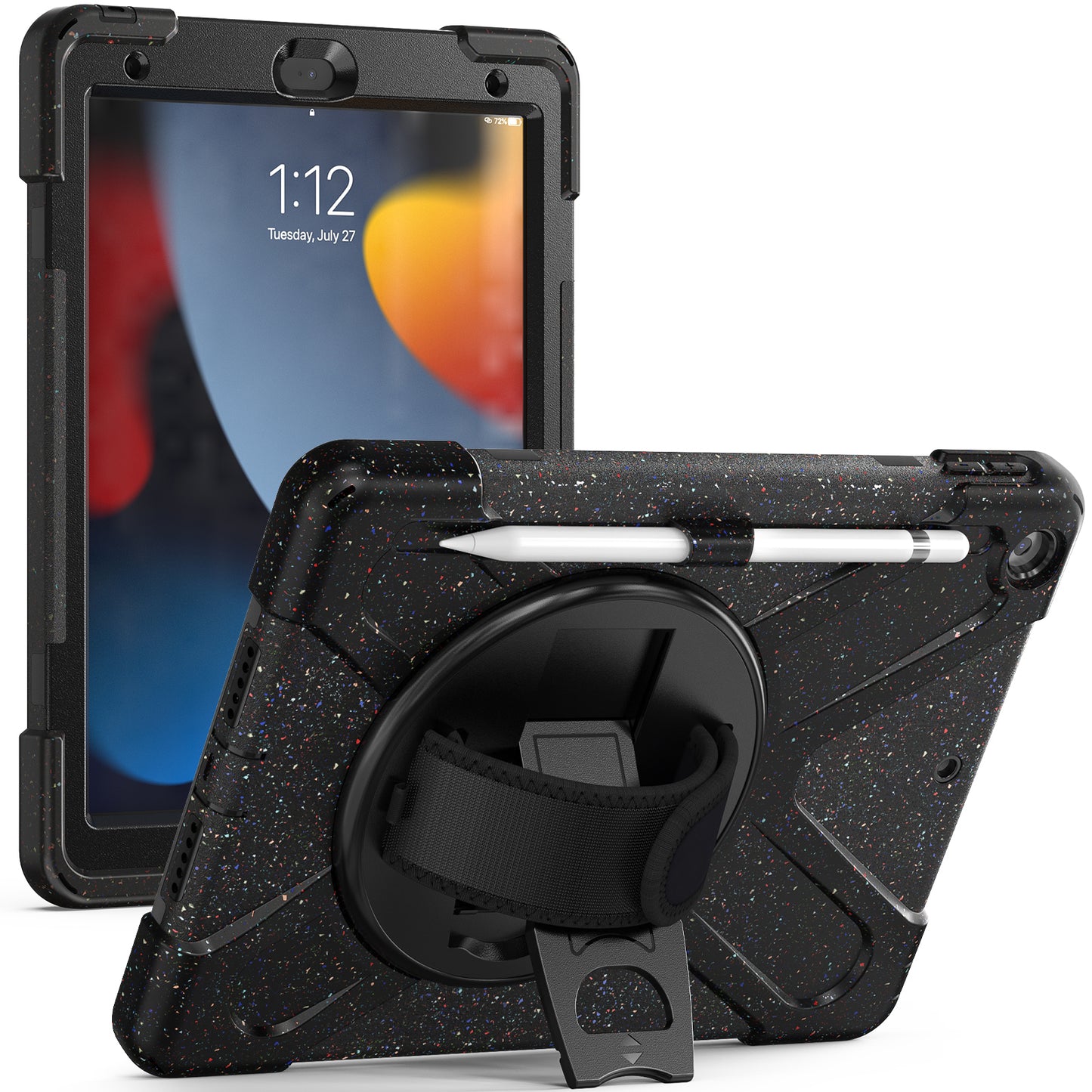 For iPad 10.2 (2021) / (2020) / (2019) Rotary Kickstand Design Tablet Cover with Shoulder Strap