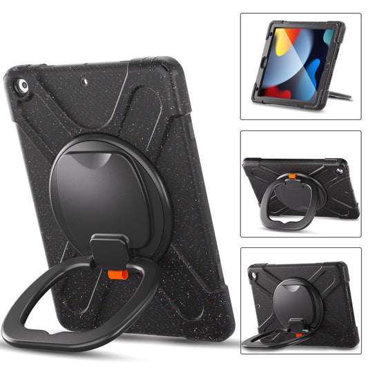 For iPad 10.2 (2021) / (2020) / (2019) Rotary Kickstand Tablet Case PC + Silicone Protective Tablet Shell Cover