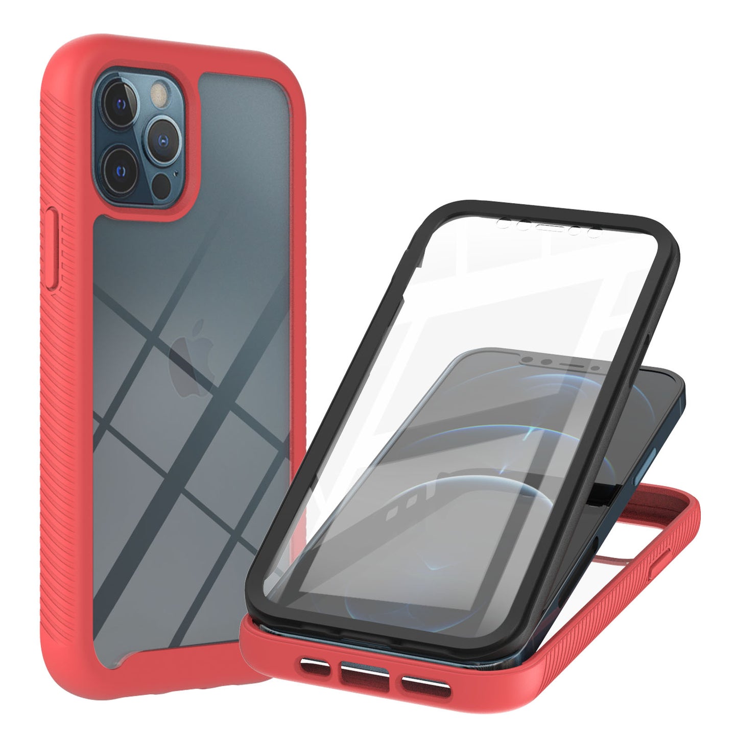 Full-Coverage PC+TPU Phone Protection Case with PET Screen Protector for iPhone 12/12 Pro