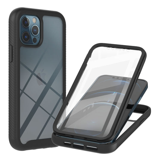 Full-Coverage Protection Case with PET Screen Protector for iPhone 12 Pro Max PC+TPU Hybrid Cover