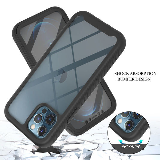 Full-Coverage Protection Case with PET Screen Protector for iPhone 12 Pro Max PC+TPU Hybrid Cover
