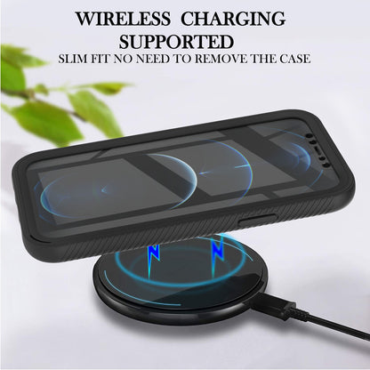 Full-Coverage Protection Case with PET Screen Protector for iPhone 12 Pro Max PC+TPU Hybrid Cover