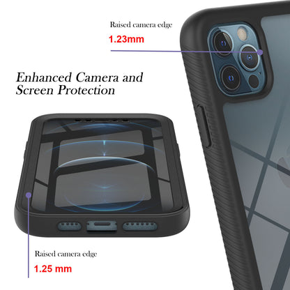 Full-Coverage Protection Case with PET Screen Protector for iPhone 12 Pro Max PC+TPU Hybrid Cover