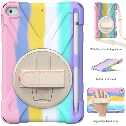 Revolving Kickstand Design Tablet Cover + Strap with Colorful Rainbow Pattern Design for iPad mini 4/(2019) 7.9 inch