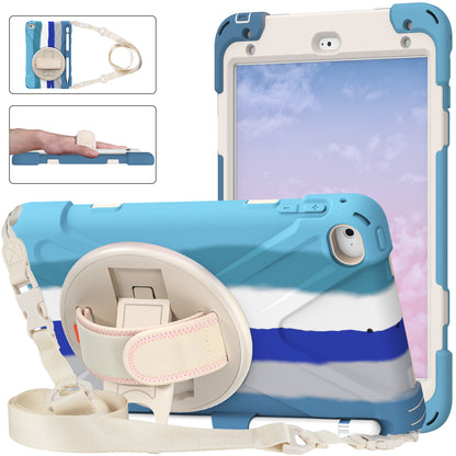 Revolving Kickstand Design Tablet Cover + Strap with Colorful Rainbow Pattern Design for iPad mini 4/(2019) 7.9 inch