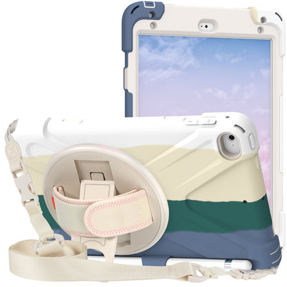 Revolving Kickstand Design Tablet Cover + Strap with Colorful Rainbow Pattern Design for iPad mini 4/(2019) 7.9 inch