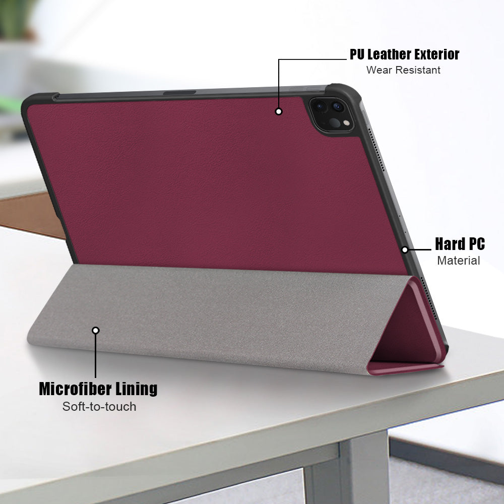 Tablet PU Leather Case Tri-fold Stand Case for iPad Pro 11-inch (2021)/(2020)/(2018)/Air (2020)/Air (2022)