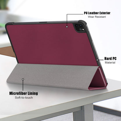 Tablet PU Leather Case Tri-fold Stand Case for iPad Pro 11-inch (2021)/(2020)/(2018)/Air (2020)/Air (2022)