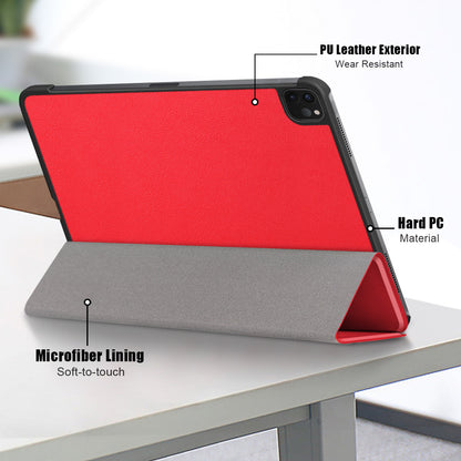 Tablet PU Leather Case Tri-fold Stand Case for iPad Pro 11-inch (2021)/(2020)/(2018)/Air (2020)/Air (2022)