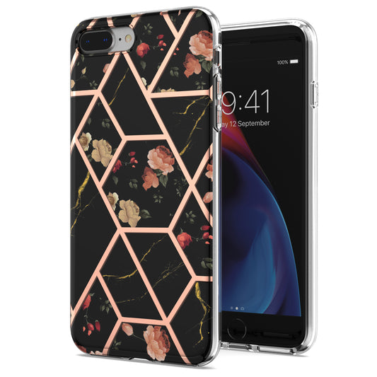 2.0mm IMD IML Electroplating Marble Flower Pattern TPU Phone Case for iPhone 8 Plus/7 Plus 5.5 inch