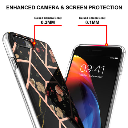 2.0mm IMD IML Electroplating Marble Flower Pattern TPU Phone Case for iPhone 8 Plus/7 Plus 5.5 inch