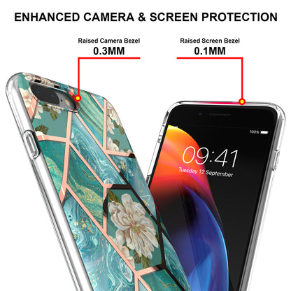 2.0mm IMD IML Electroplating Marble Flower Pattern TPU Phone Case for iPhone 8 Plus/7 Plus 5.5 inch