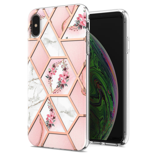 2.0mm IMD IML Electroplating Marble Flower Pattern TPU Shell for 	iPhone XS Max 6.5 inch