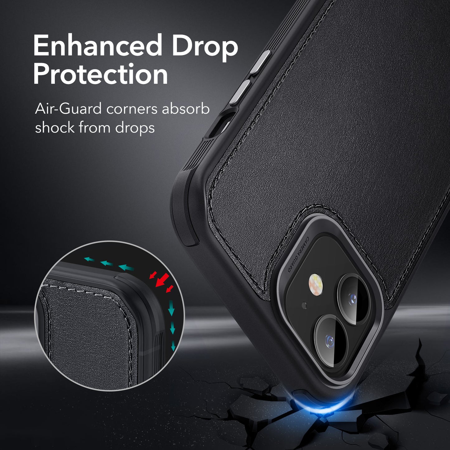 ESR Metro Vegan Magnetic Charging Cover Genuine Leather Phone Case Compatible with MagSafe MFM Case for iPhone 12 6.1 inch / 12 Pro 6.1 inch