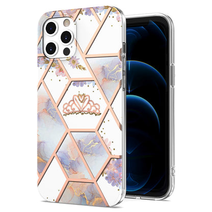 2.0mm IMD IML Electroplating Marble TPU Case with Flower Pattern for iPhone 12 / 12 Pro 