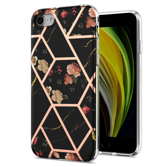 2.0mm IMD IML Marble Flower Pattern Electroplating Phone Case for iPhone 7 4.7 inch/8 4.7 inch/SE (2020)/SE (2022)
