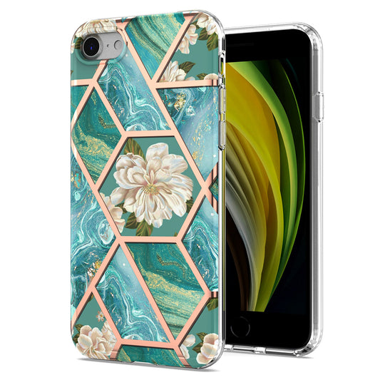 2.0mm IMD IML Marble Flower Pattern Electroplating Phone Case for iPhone 7 4.7 inch/8 4.7 inch/SE (2020)/SE (2022)