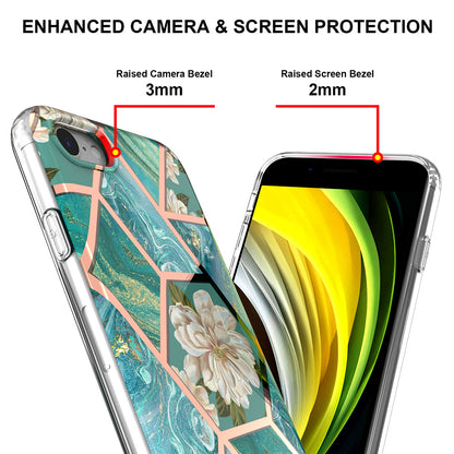 2.0mm IMD IML Marble Flower Pattern Electroplating Phone Case for iPhone 7 4.7 inch/8 4.7 inch/SE (2020)/SE (2022)