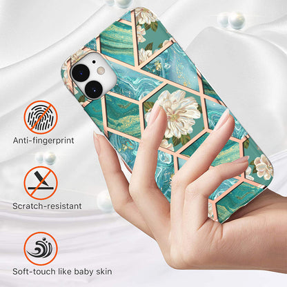 2.0mm IMD IML Drop-resistant Electroplating Marble Flower Pattern TPU Phone Case for iPhone 11 6.1 inch