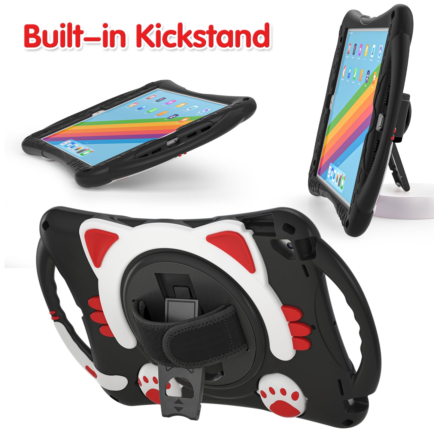 360 Degree Rotary Kickstand Hybrid Cover with Grip Handle for iPad Pro 10.5-inch (2017)/Air 10.5 inch (2019)/10.2 (2020)/10.2 (2019)/10.2 (2021)