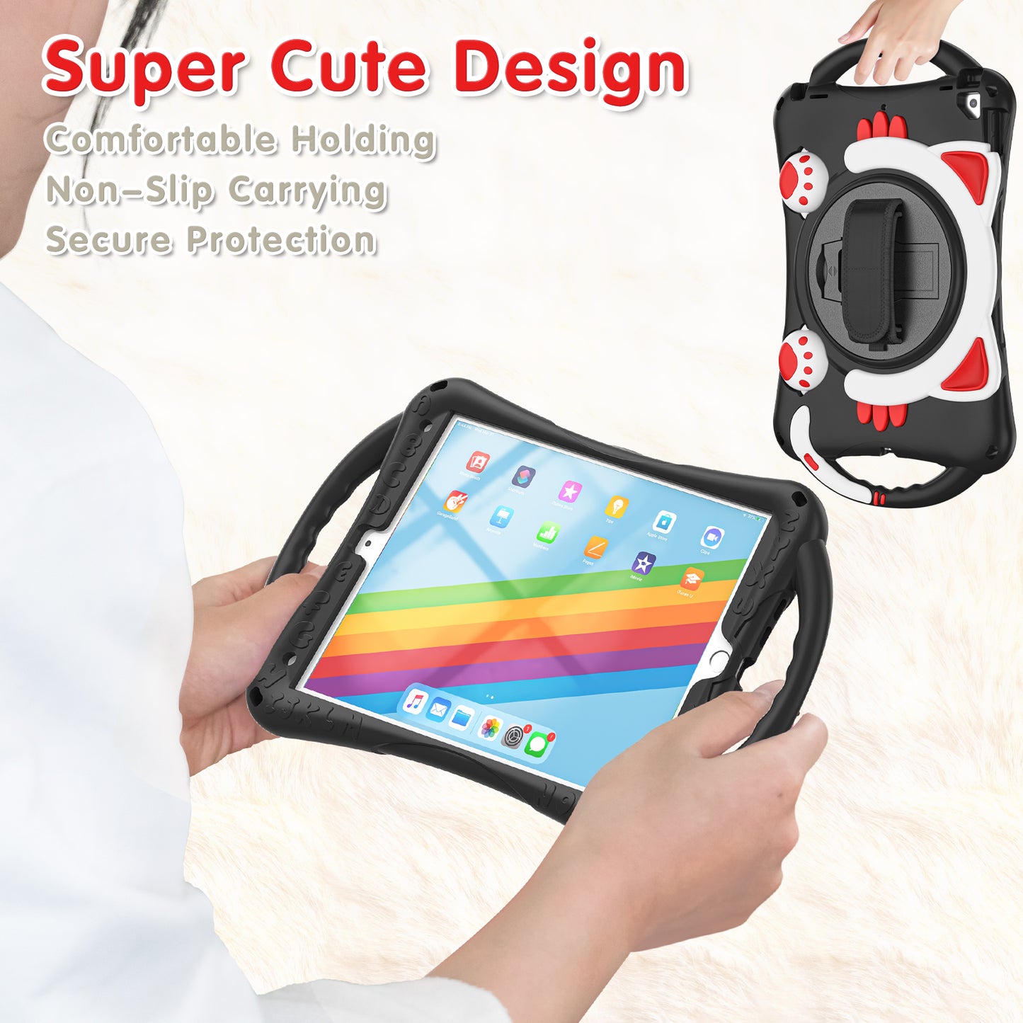 360 Degree Rotary Kickstand Hybrid Cover with Grip Handle for iPad Pro 10.5-inch (2017)/Air 10.5 inch (2019)/10.2 (2020)/10.2 (2019)/10.2 (2021)