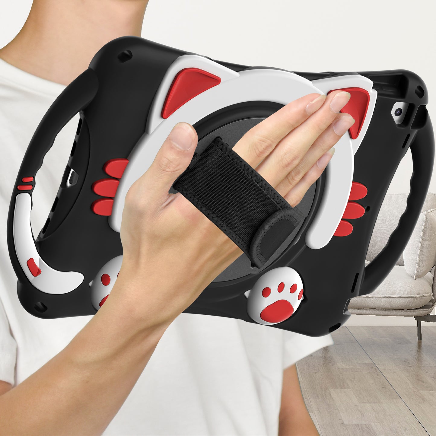 360 Degree Rotary Kickstand Hybrid Cover with Grip Handle for iPad Pro 10.5-inch (2017)/Air 10.5 inch (2019)/10.2 (2020)/10.2 (2019)/10.2 (2021)