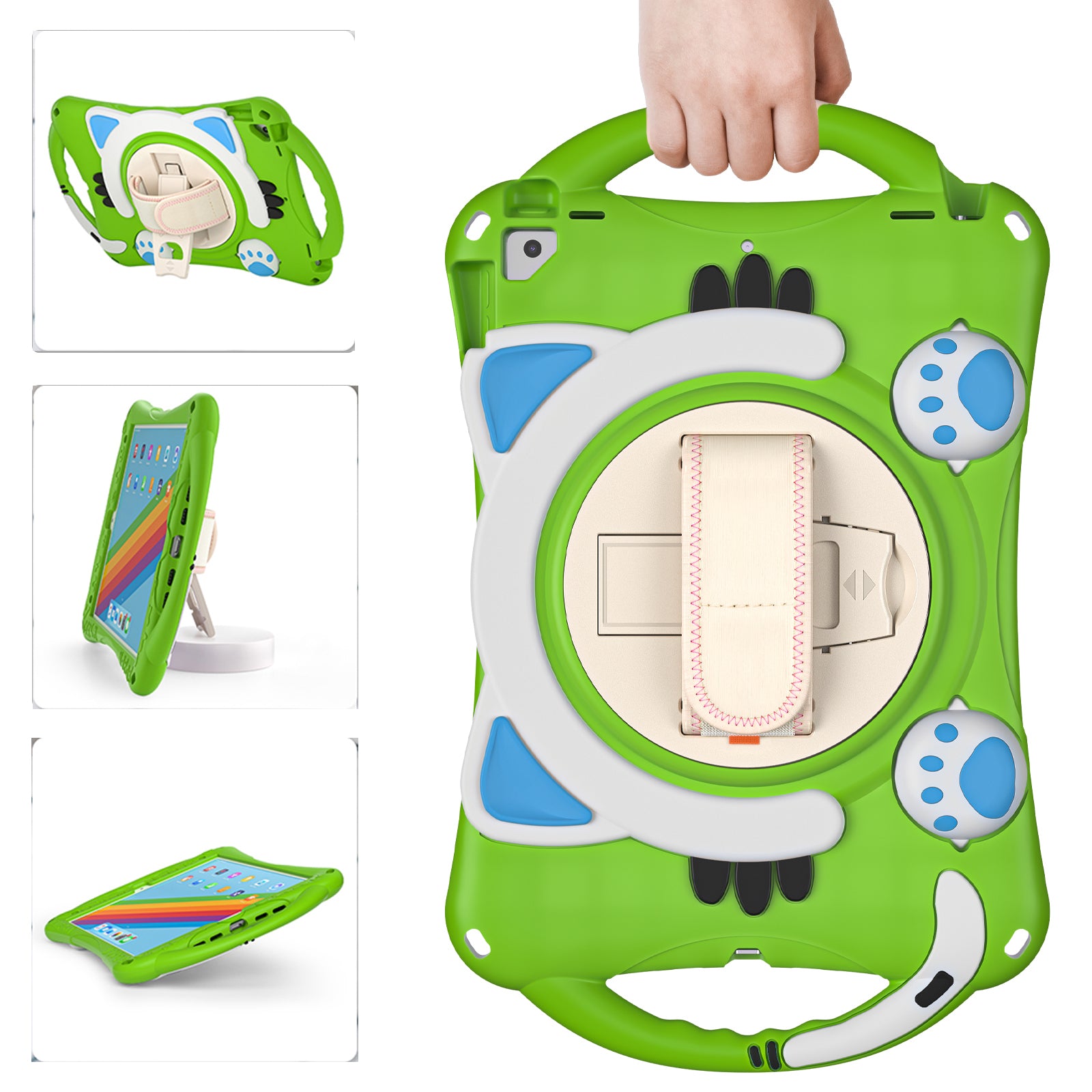 360 Degree Rotary Kickstand Hybrid Cover with Grip Handle for iPad Pro 10.5-inch (2017)/Air 10.5 inch (2019)/10.2 (2020)/10.2 (2019)/10.2 (2021)