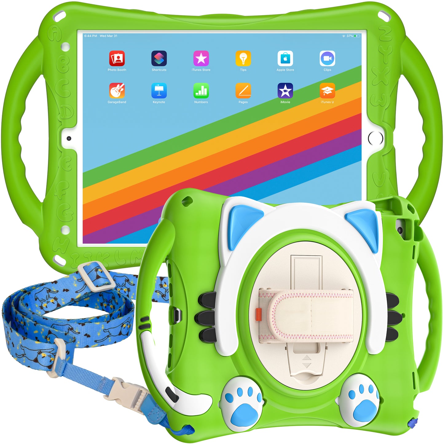 360 Degree Rotary Kickstand Hybrid Cover with Grip Handle for iPad Pro 10.5-inch (2017)/Air 10.5 inch (2019)/10.2 (2020)/10.2 (2019)/10.2 (2021)