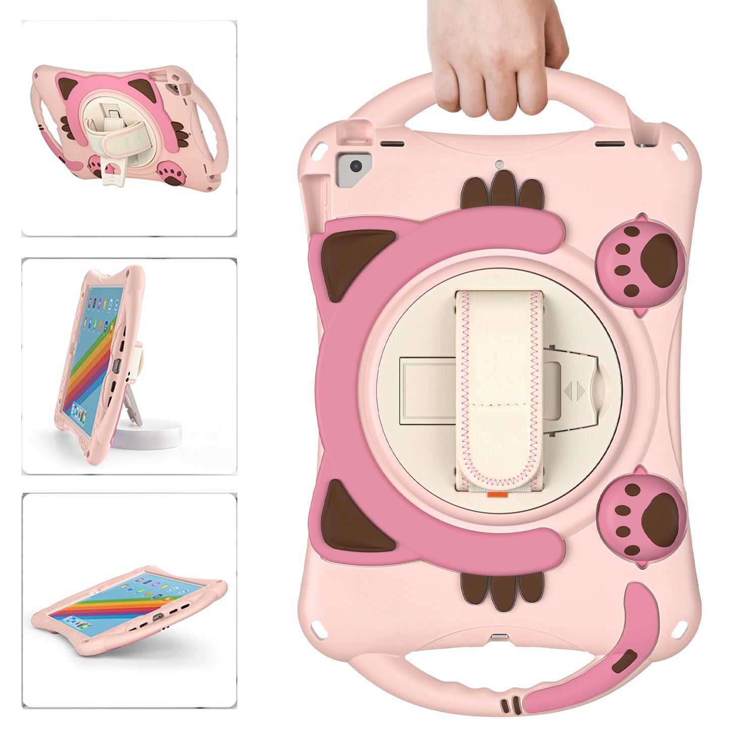 360 Degree Rotary Kickstand Hybrid Cover with Grip Handle for iPad Pro 10.5-inch (2017)/Air 10.5 inch (2019)/10.2 (2020)/10.2 (2019)/10.2 (2021)