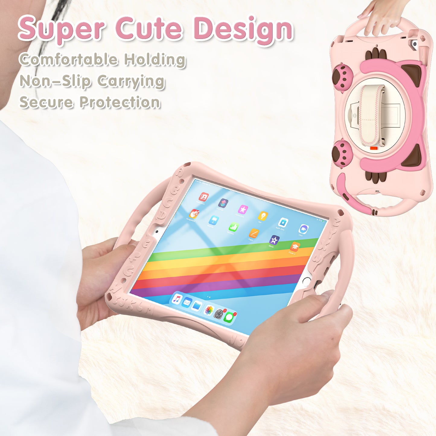 360 Degree Rotary Kickstand Hybrid Cover with Grip Handle for iPad Pro 10.5-inch (2017)/Air 10.5 inch (2019)/10.2 (2020)/10.2 (2019)/10.2 (2021)