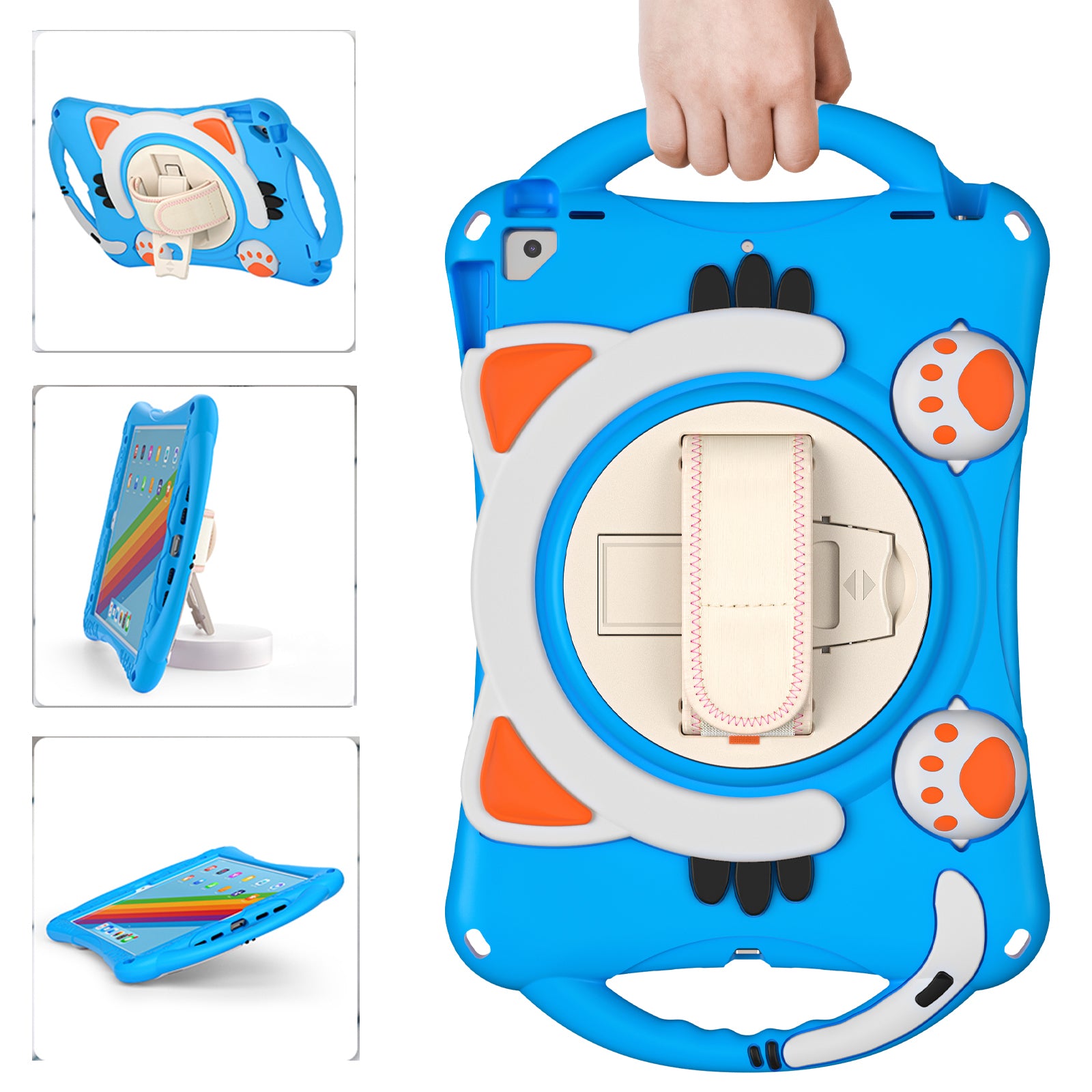360 Degree Rotary Kickstand Hybrid Cover with Grip Handle for iPad Pro 10.5-inch (2017)/Air 10.5 inch (2019)/10.2 (2020)/10.2 (2019)/10.2 (2021)