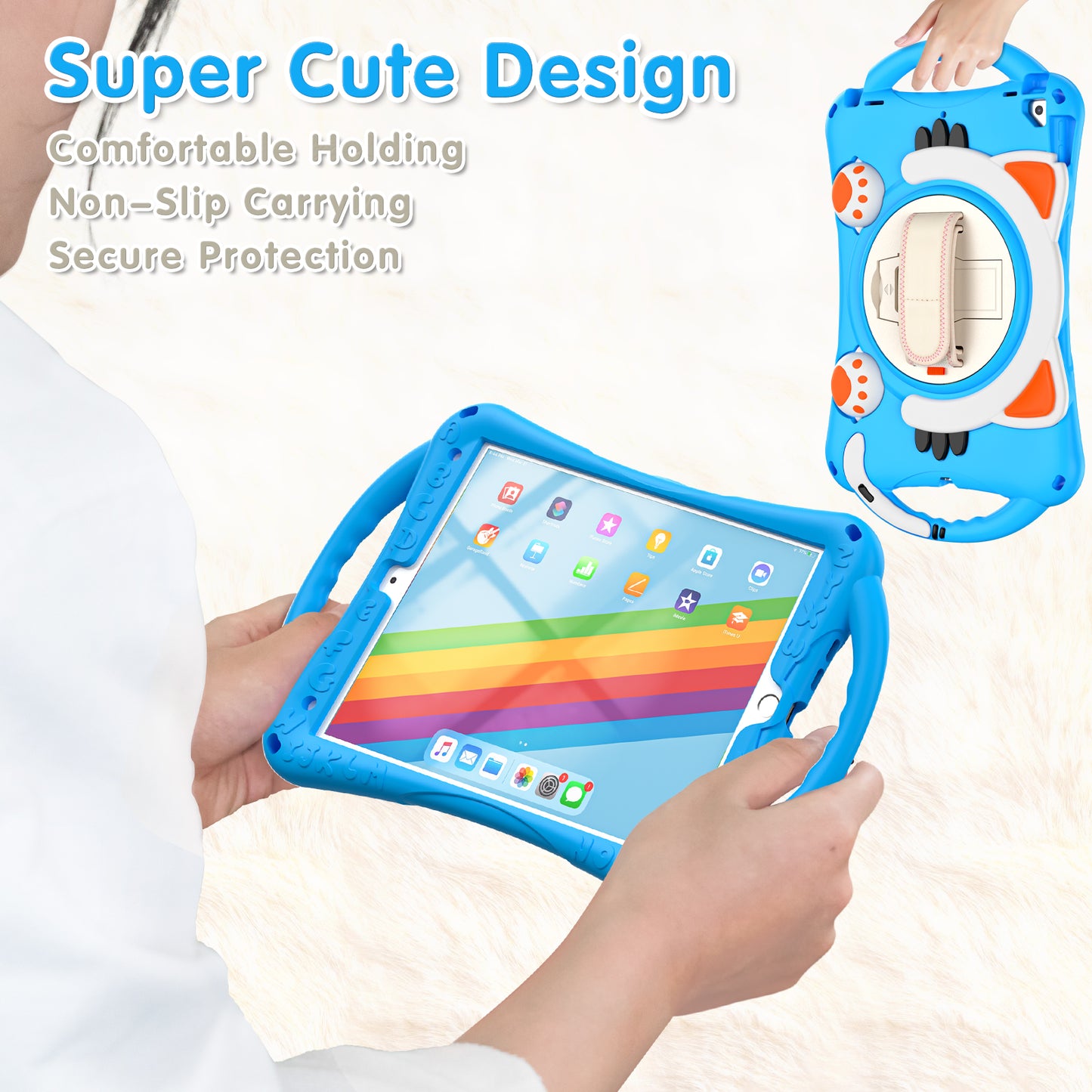 360 Degree Rotary Kickstand Hybrid Cover with Grip Handle for iPad Pro 10.5-inch (2017)/Air 10.5 inch (2019)/10.2 (2020)/10.2 (2019)/10.2 (2021)