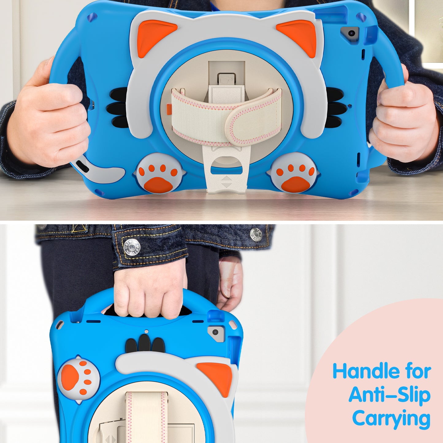 360 Degree Rotary Kickstand Hybrid Cover with Grip Handle for iPad Pro 10.5-inch (2017)/Air 10.5 inch (2019)/10.2 (2020)/10.2 (2019)/10.2 (2021)