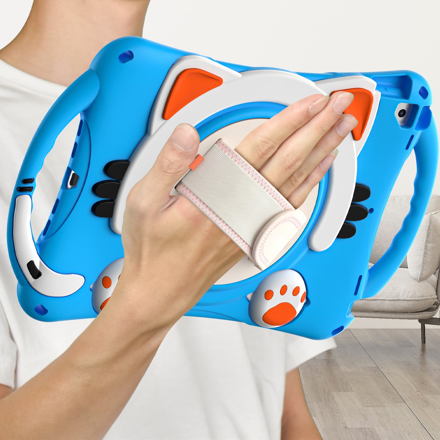 360 Degree Rotary Kickstand Hybrid Cover with Grip Handle for iPad Pro 10.5-inch (2017)/Air 10.5 inch (2019)/10.2 (2020)/10.2 (2019)/10.2 (2021)
