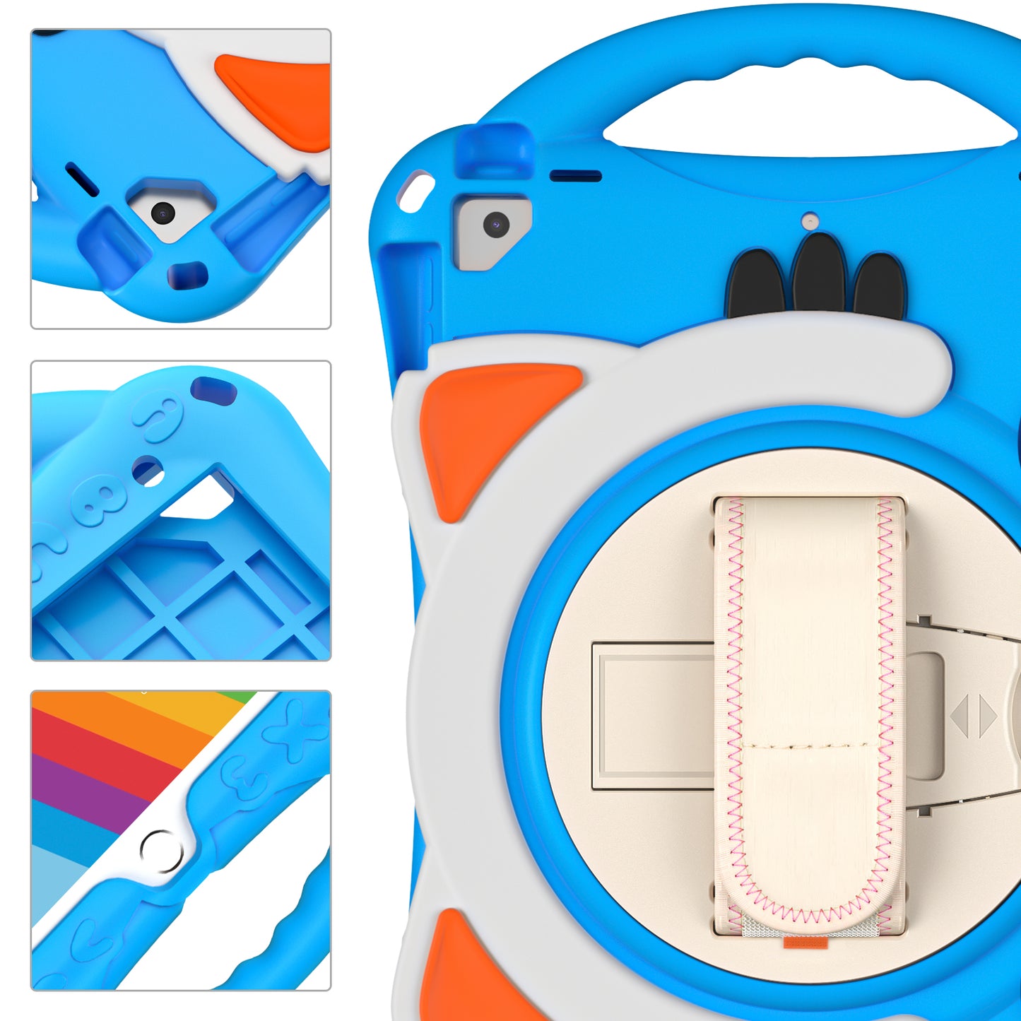 360 Degree Rotary Kickstand Hybrid Cover with Grip Handle for iPad Pro 10.5-inch (2017)/Air 10.5 inch (2019)/10.2 (2020)/10.2 (2019)/10.2 (2021)