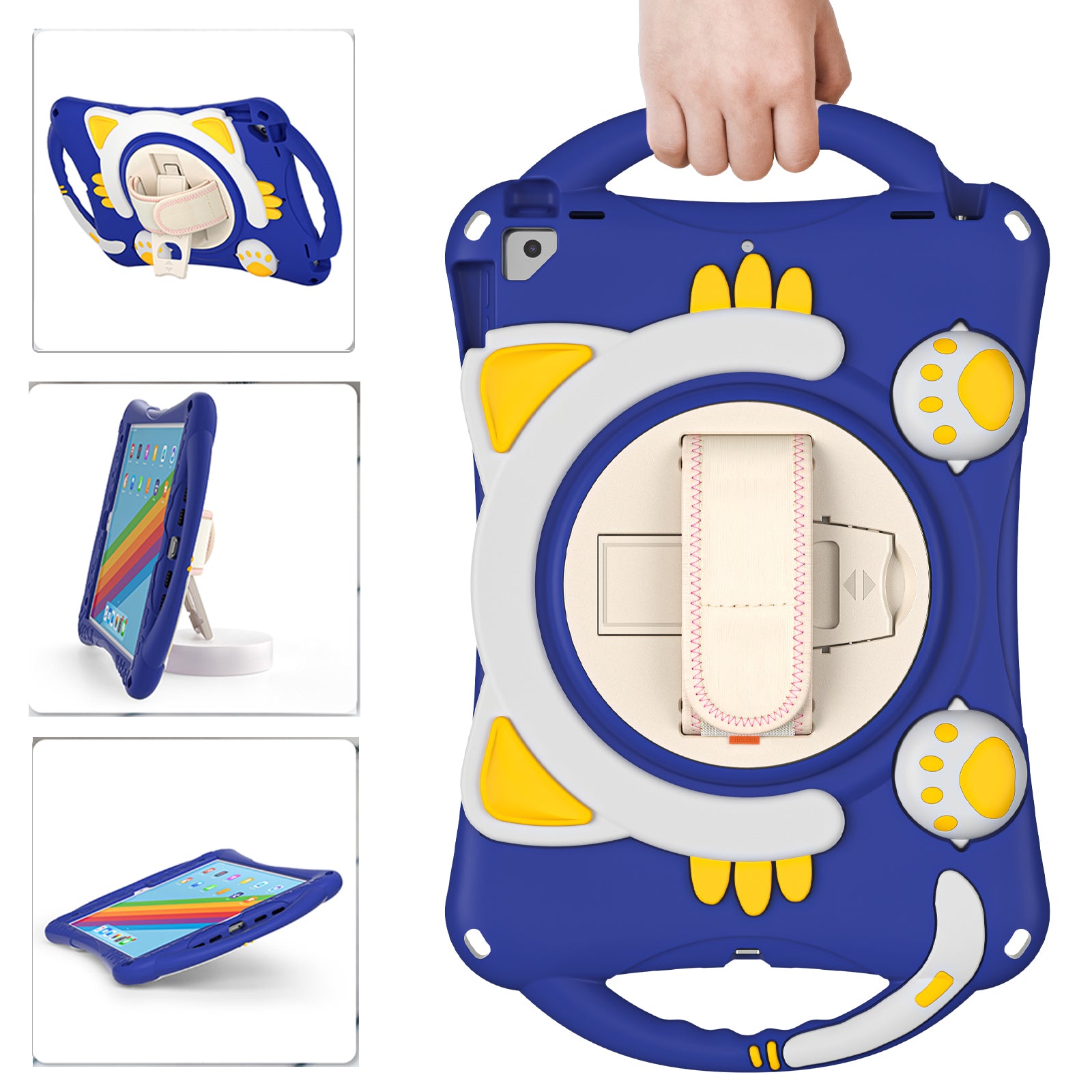 360 Degree Rotary Kickstand Hybrid Cover with Grip Handle for iPad Pro 10.5-inch (2017)/Air 10.5 inch (2019)/10.2 (2020)/10.2 (2019)/10.2 (2021)