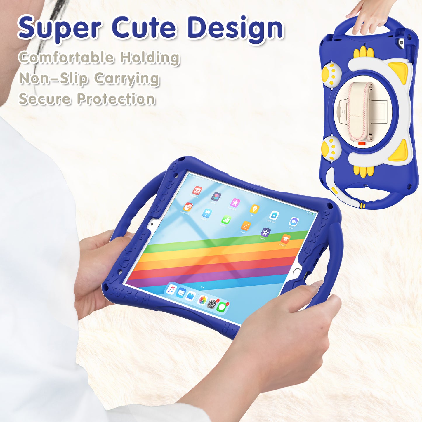 360 Degree Rotary Kickstand Hybrid Cover with Grip Handle for iPad Pro 10.5-inch (2017)/Air 10.5 inch (2019)/10.2 (2020)/10.2 (2019)/10.2 (2021)