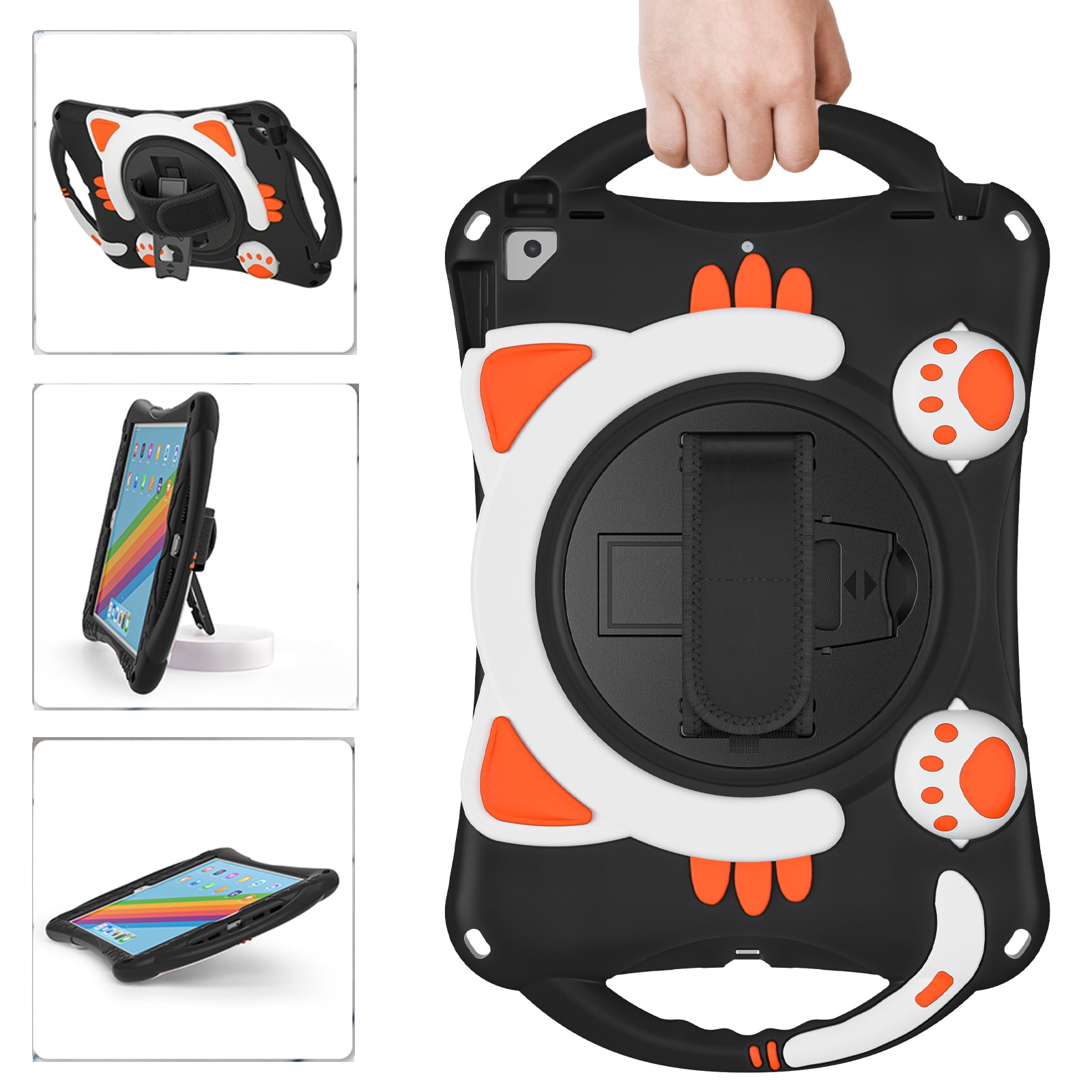 360 Degree Rotary Kickstand Hybrid Cover with Grip Handle for iPad Pro 10.5-inch (2017)/Air 10.5 inch (2019)/10.2 (2020)/10.2 (2019)/10.2 (2021)