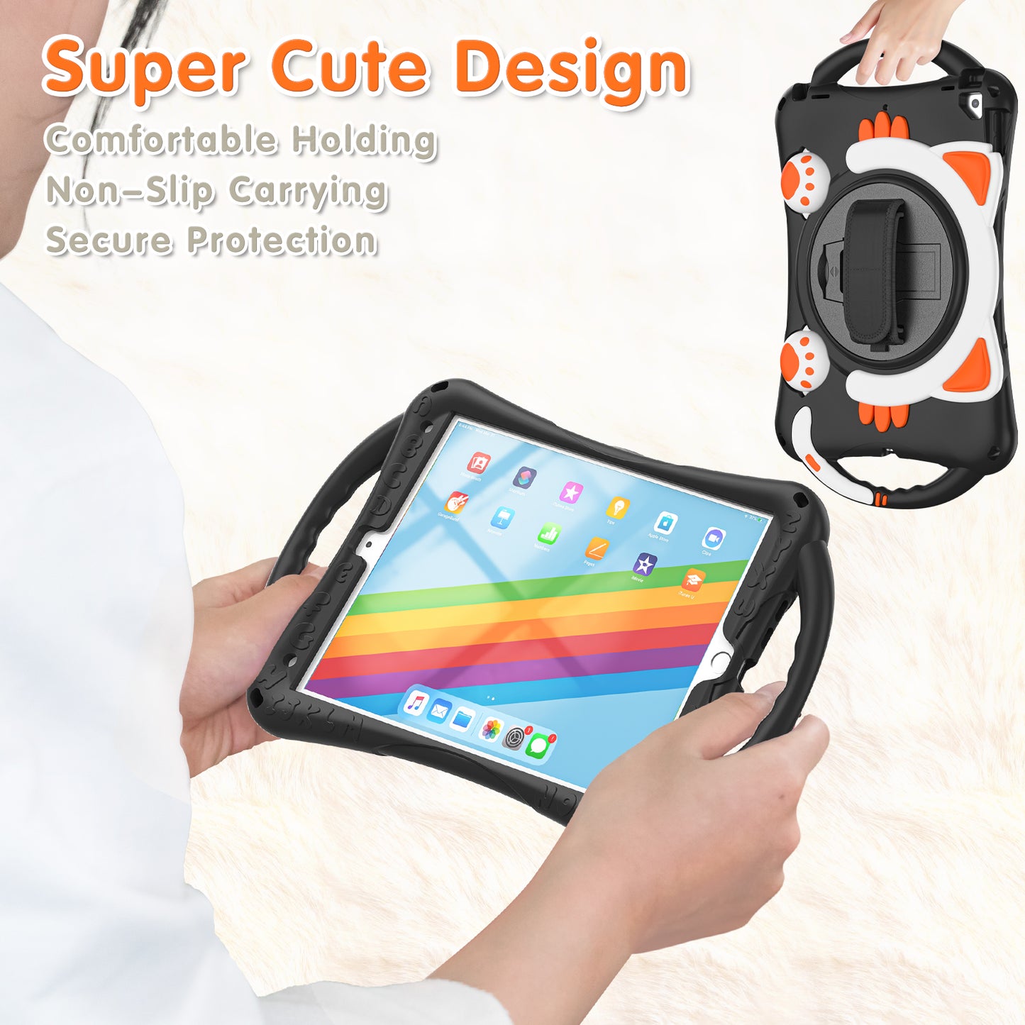 360 Degree Rotary Kickstand Hybrid Cover with Grip Handle for iPad Pro 10.5-inch (2017)/Air 10.5 inch (2019)/10.2 (2020)/10.2 (2019)/10.2 (2021)