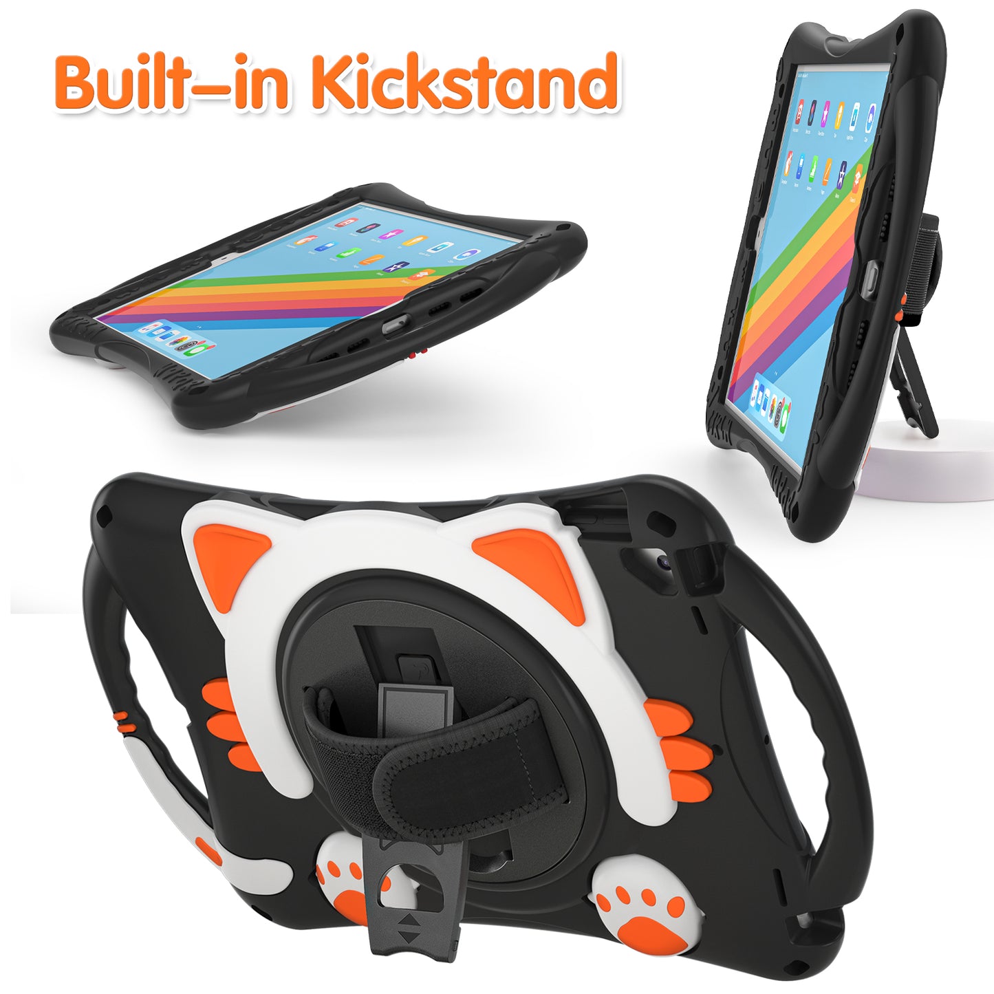 360 Degree Rotary Kickstand Hybrid Cover with Grip Handle for iPad Pro 10.5-inch (2017)/Air 10.5 inch (2019)/10.2 (2020)/10.2 (2019)/10.2 (2021)