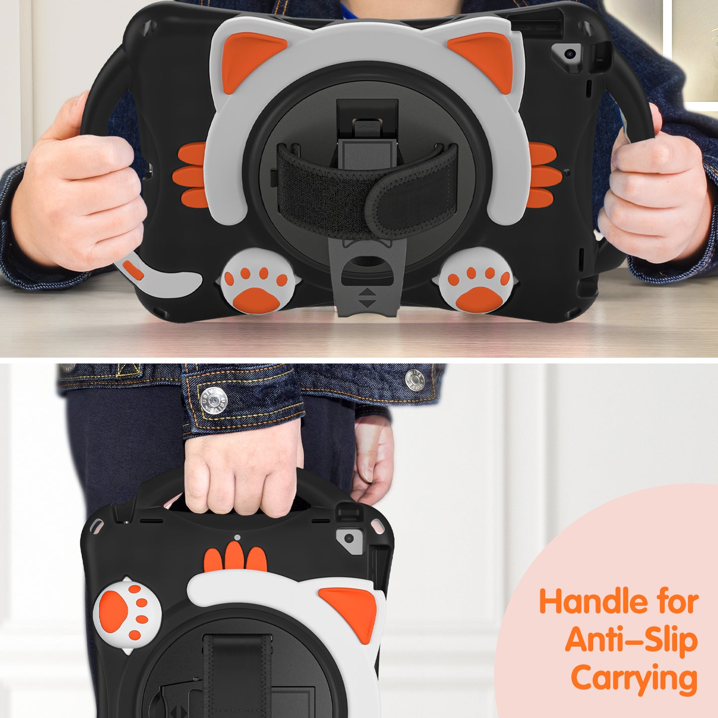 360 Degree Rotary Kickstand Hybrid Cover with Grip Handle for iPad Pro 10.5-inch (2017)/Air 10.5 inch (2019)/10.2 (2020)/10.2 (2019)/10.2 (2021)