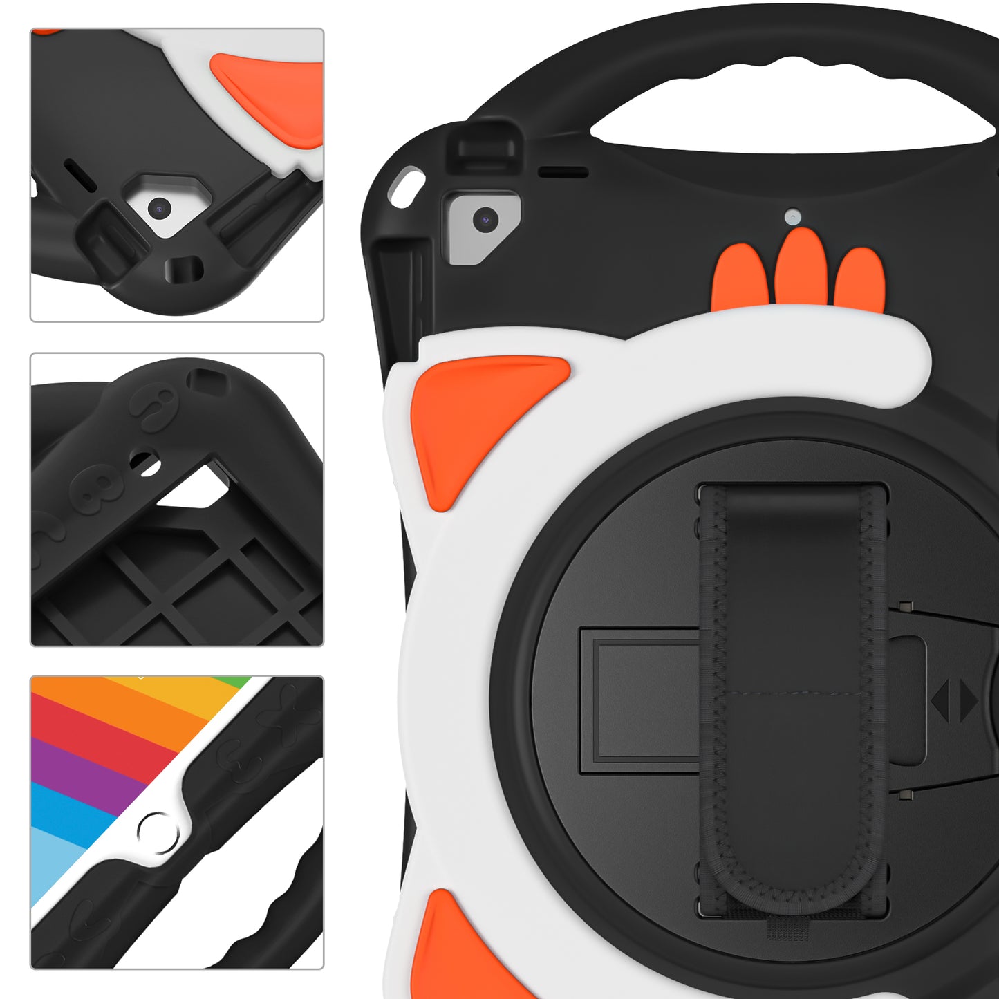 360 Degree Rotary Kickstand Hybrid Cover with Grip Handle for iPad Pro 10.5-inch (2017)/Air 10.5 inch (2019)/10.2 (2020)/10.2 (2019)/10.2 (2021)