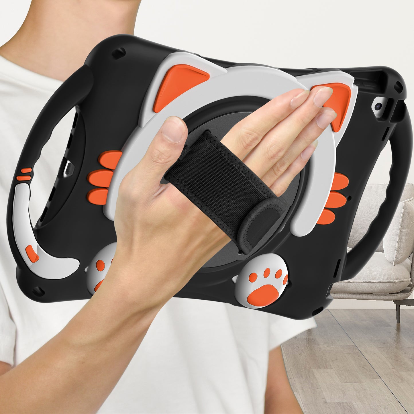 360 Degree Rotary Kickstand Hybrid Cover with Grip Handle for iPad Pro 10.5-inch (2017)/Air 10.5 inch (2019)/10.2 (2020)/10.2 (2019)/10.2 (2021)