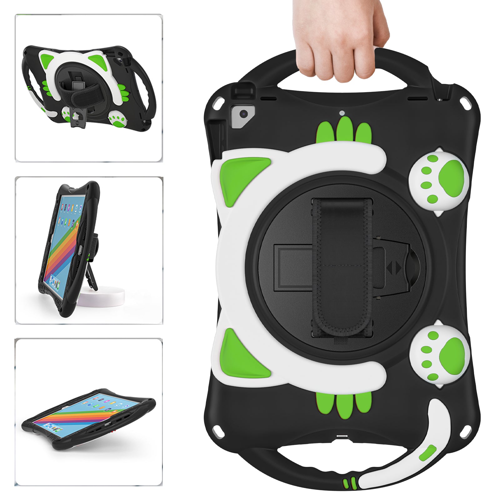 360 Degree Rotary Kickstand Hybrid Cover with Grip Handle for iPad Pro 10.5-inch (2017)/Air 10.5 inch (2019)/10.2 (2020)/10.2 (2019)/10.2 (2021)